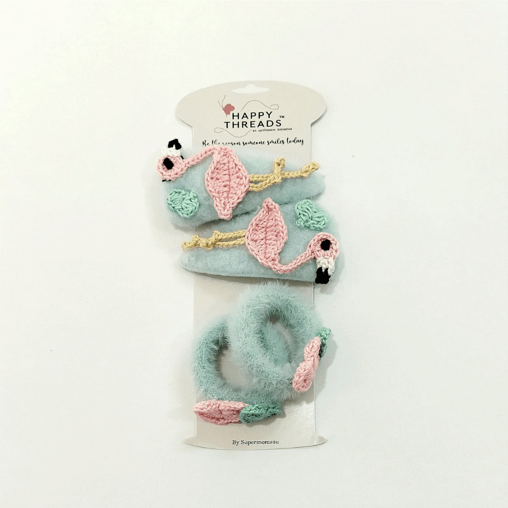 Blue Birds Clip and Hair Tie set - Totdot