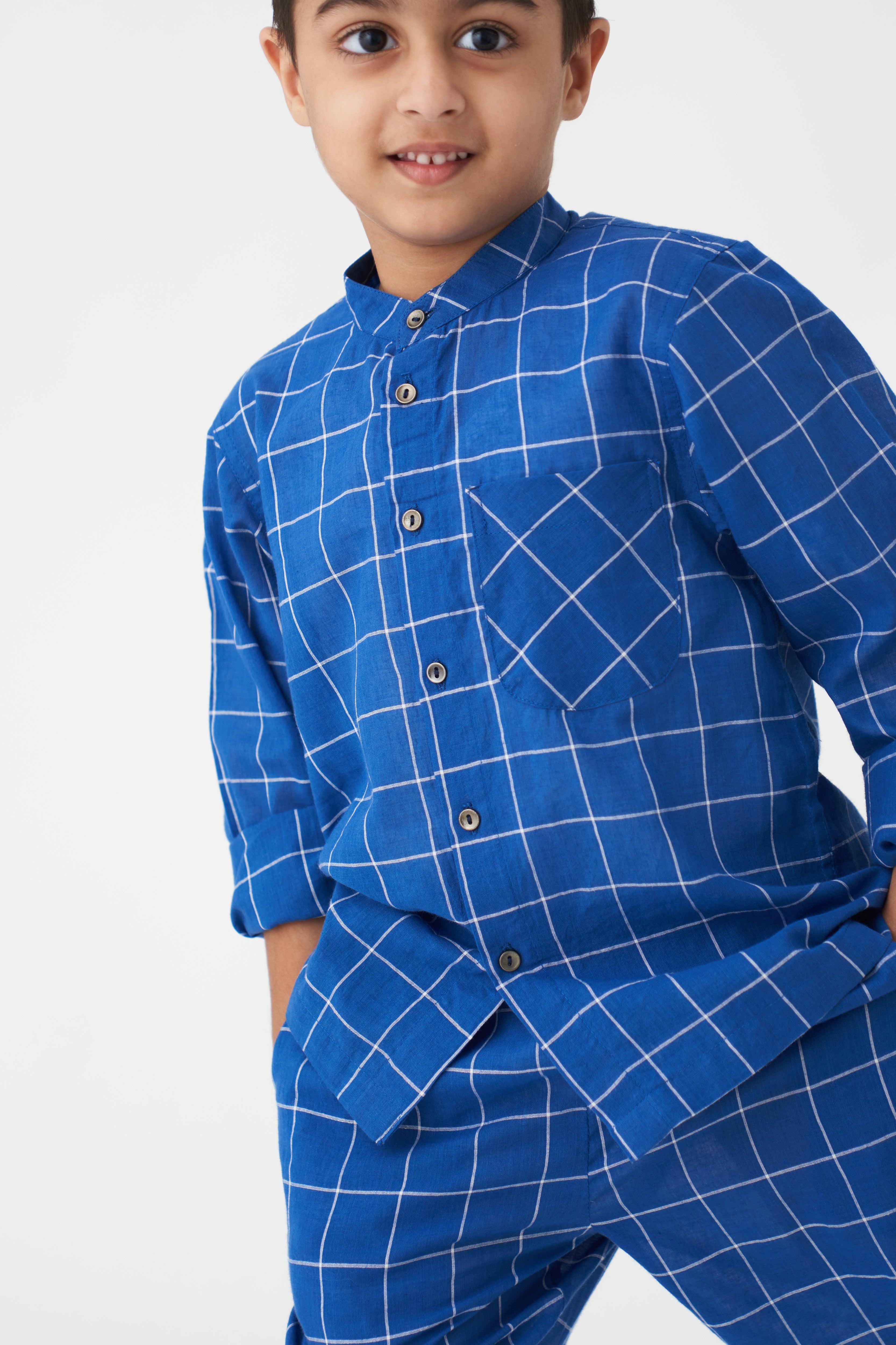 BLUE CHECK BASIC PANT - Totdot