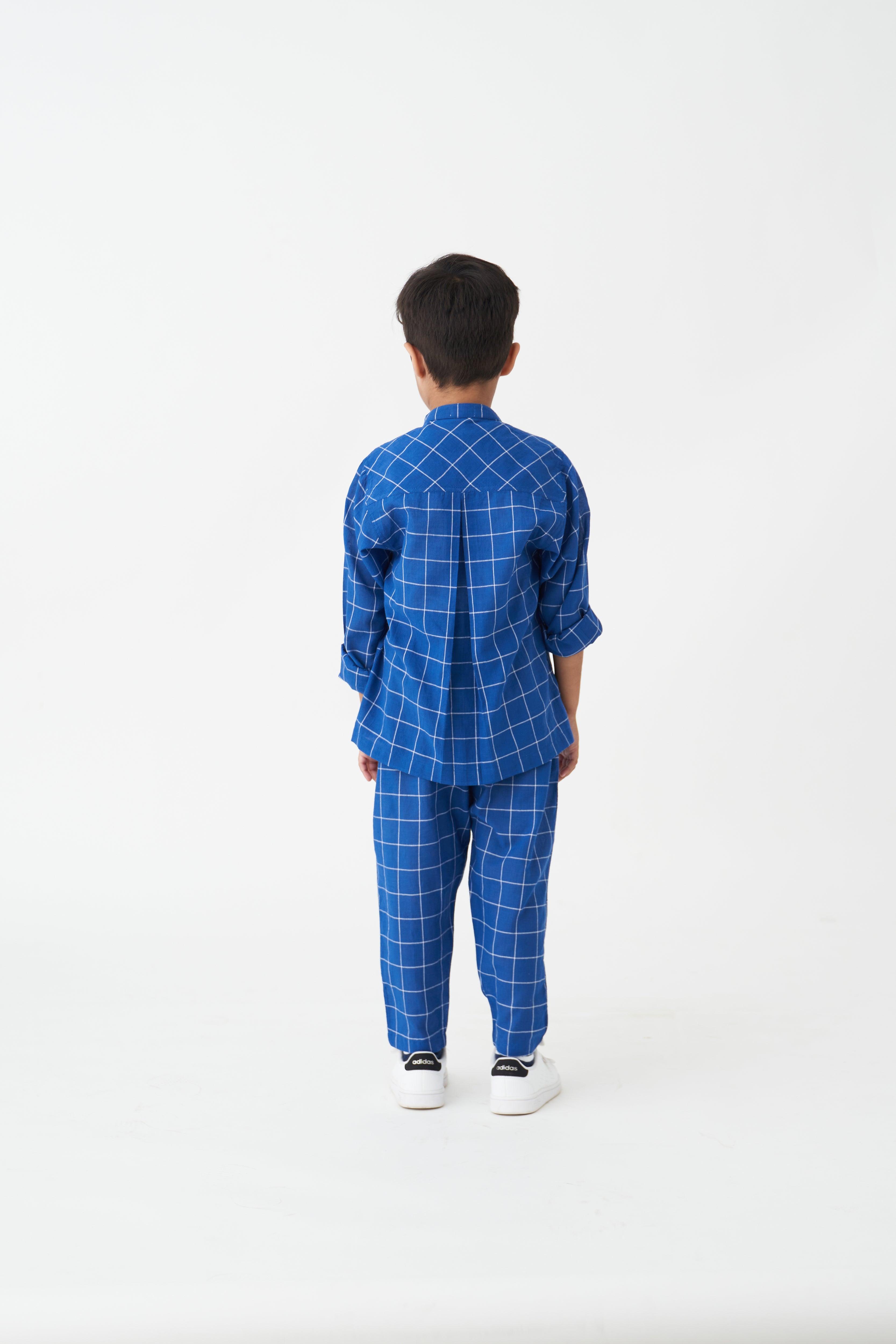 BLUE CHECK BASIC PANT - Totdot