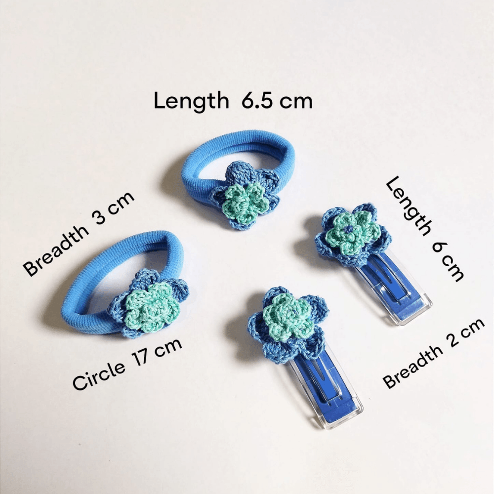 Blue Clip and Hair Tie set - Totdot