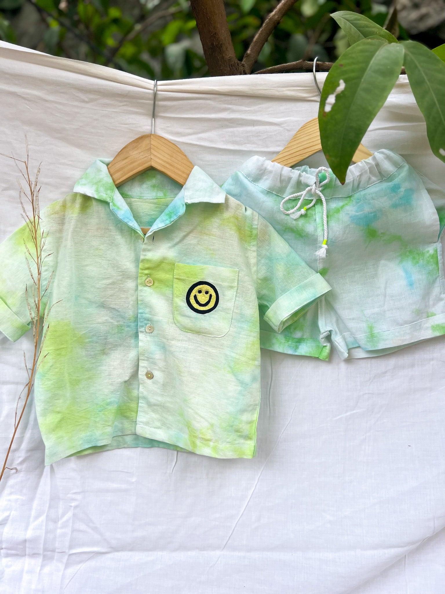 BLUE GREEN TIE DYE CO-RD SET - SET OF 2 - Totdot