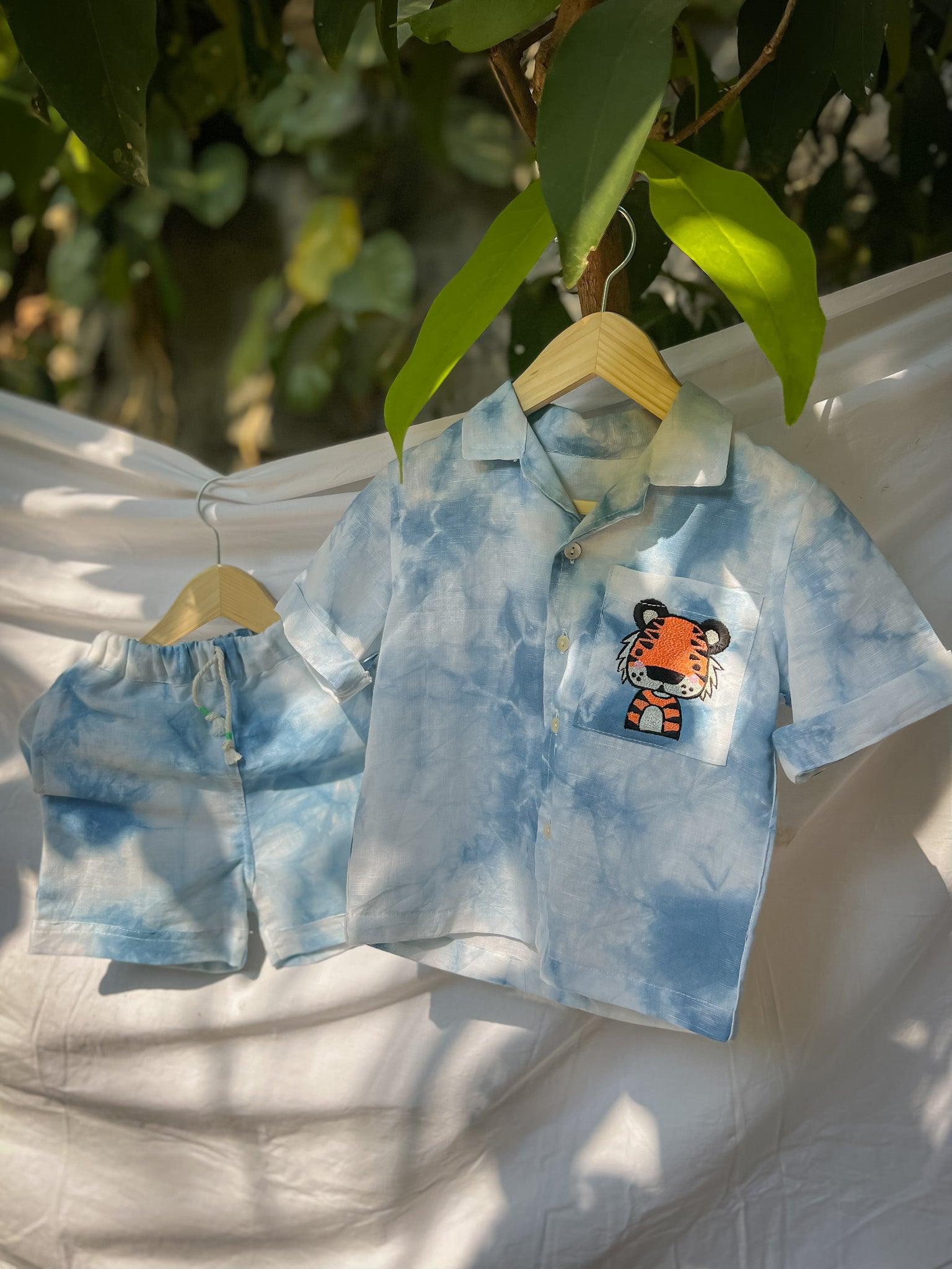 BLUE TIE DYE CO-RD SET - SET OF 2 - Totdot