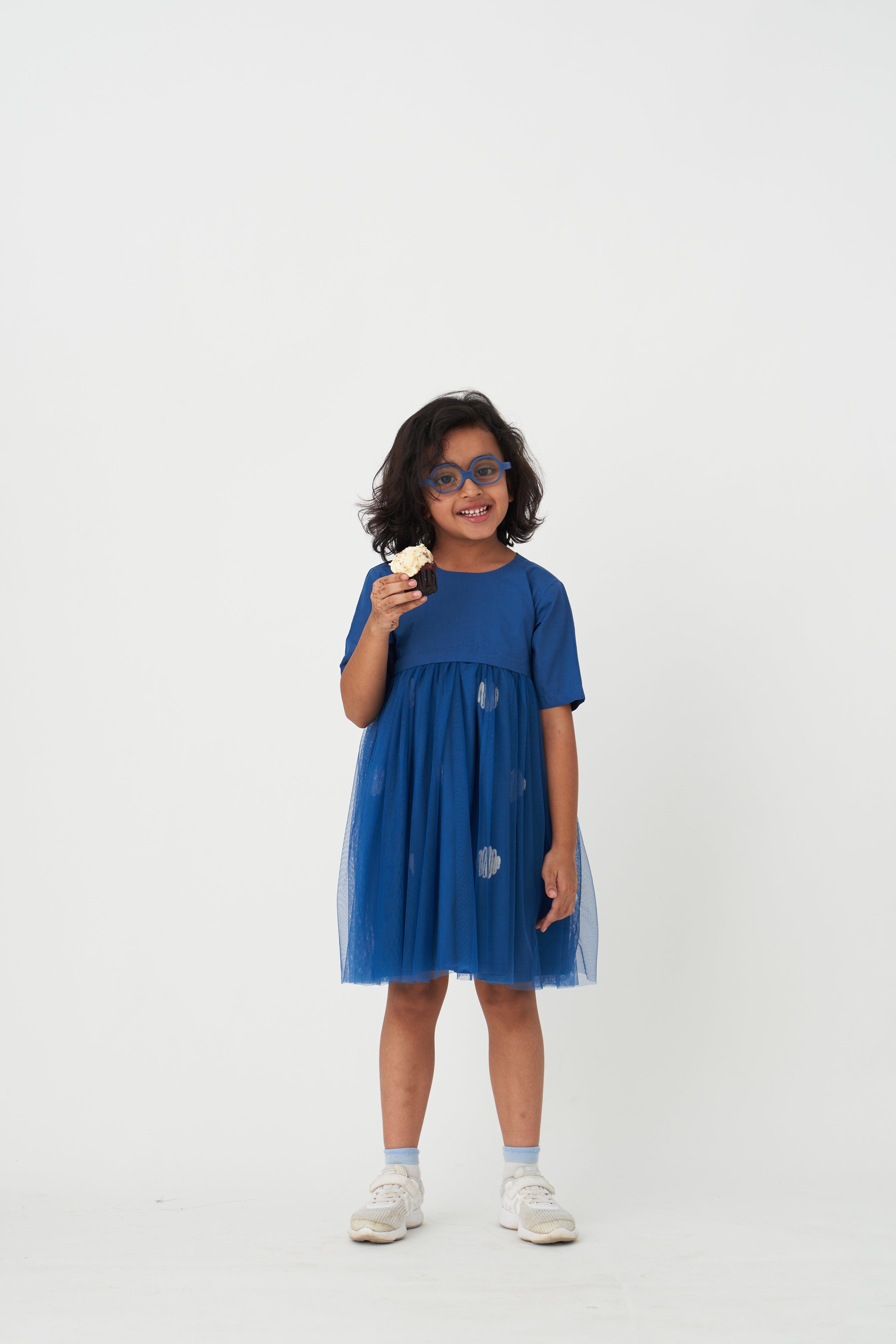 BLUE YOKE DRESS - Totdot