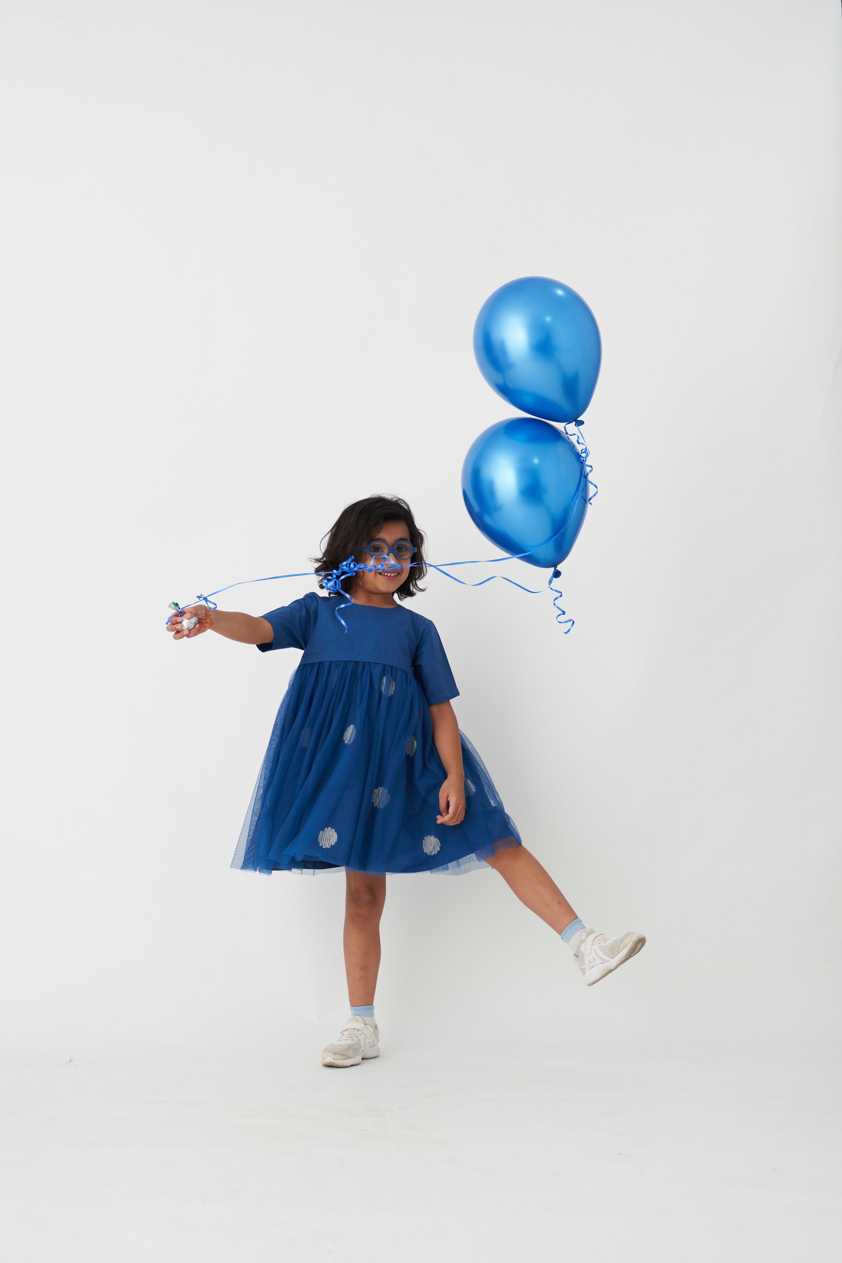 BLUE YOKE DRESS - Totdot