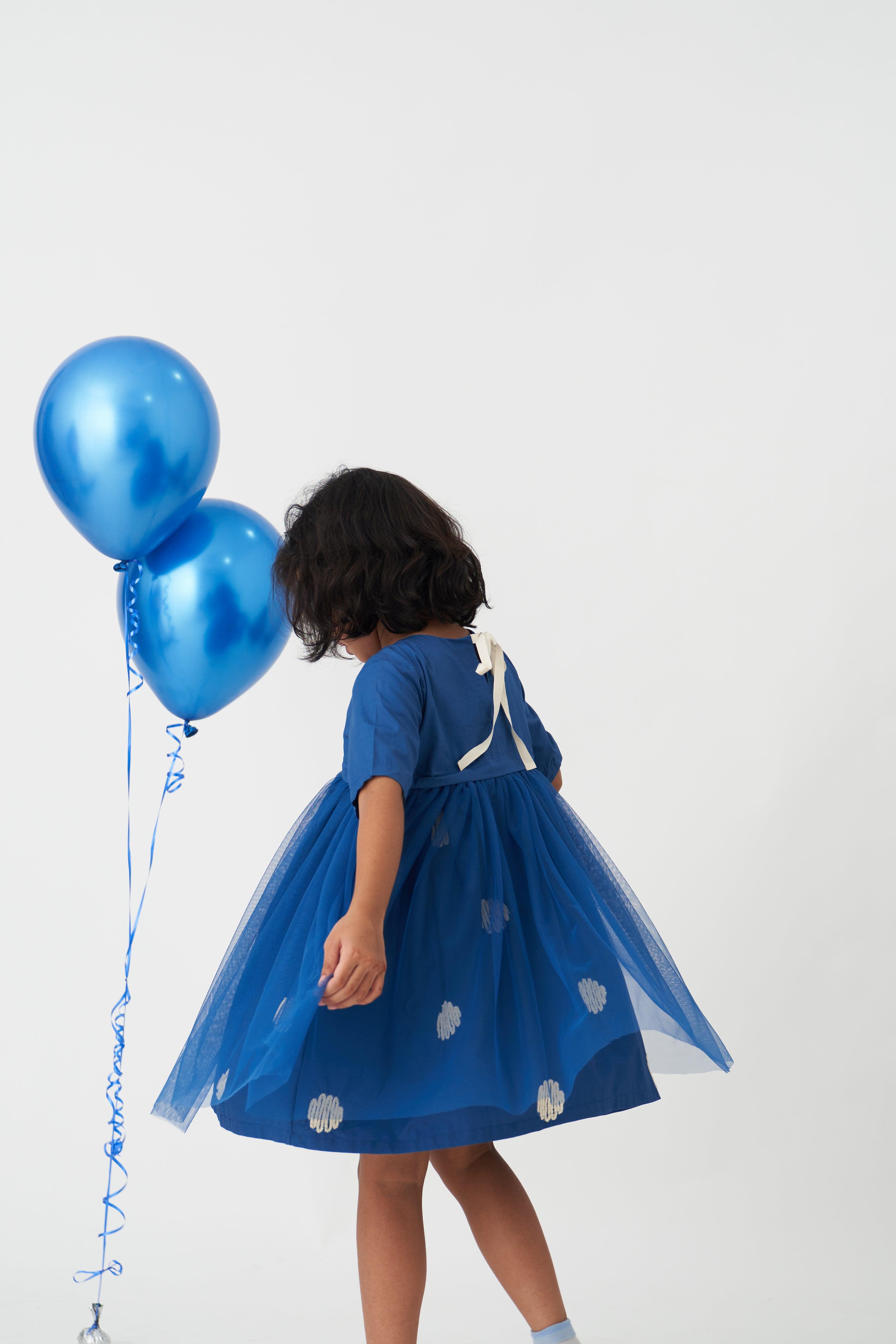 BLUE YOKE DRESS - Totdot