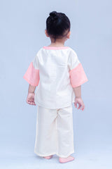 Boys Chanderi Partywear Shirt with Sequins - Peach & Offwhite - Totdot