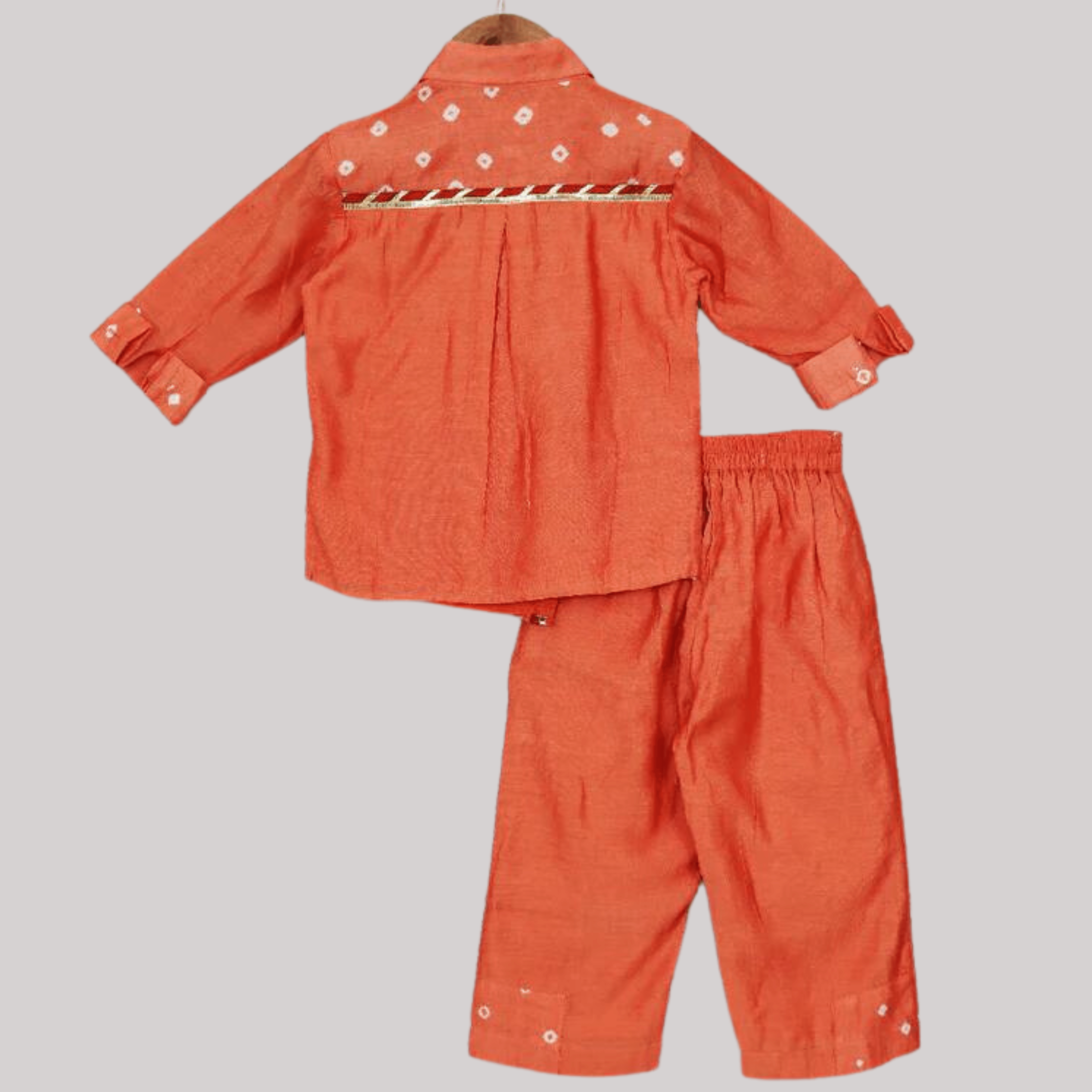 Boys Ethnic Angrakha Style Kurta Pajama Set - Orange - Totdot