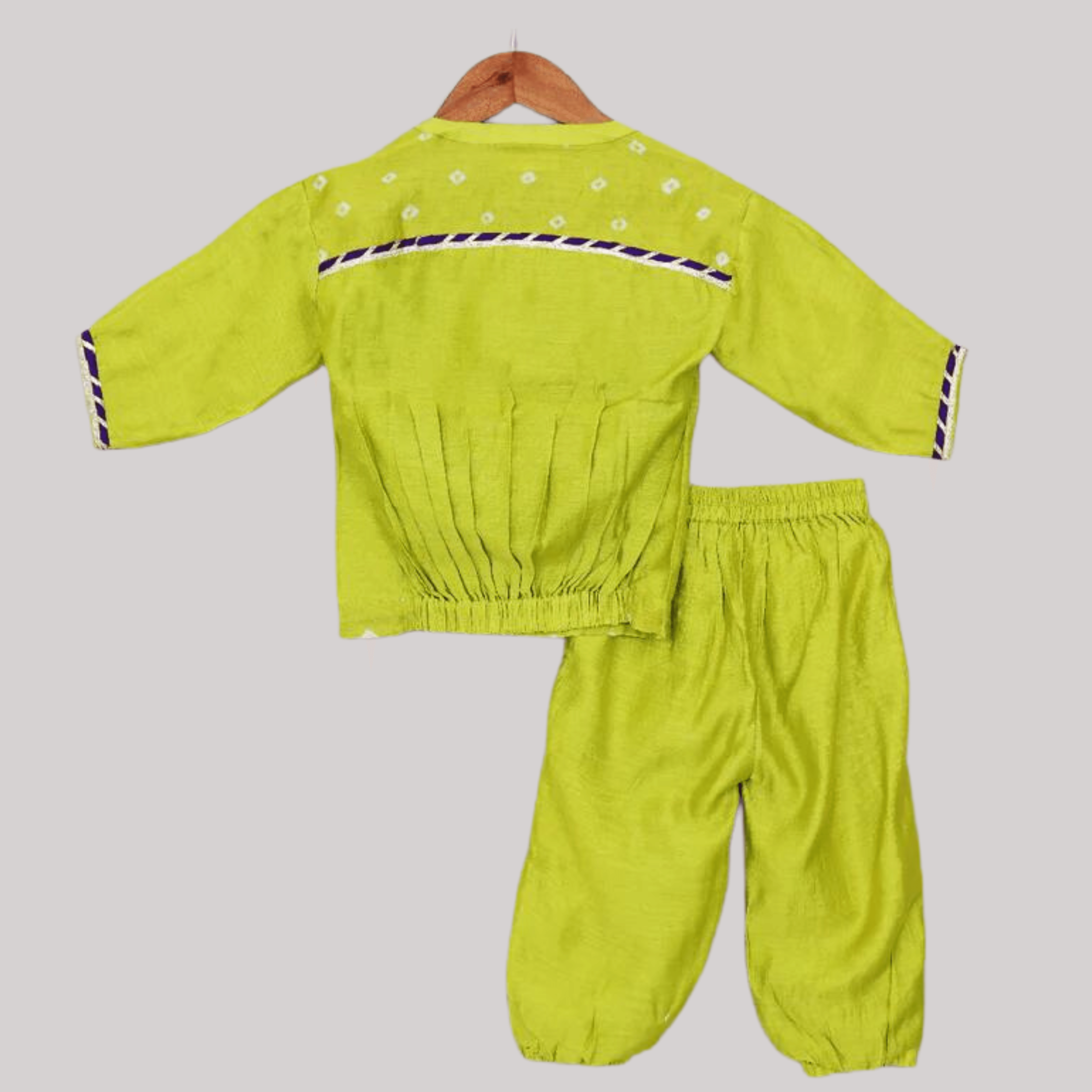 Boys Ethnic Kurta Pajama Set with Joggers - Lime Green - Totdot