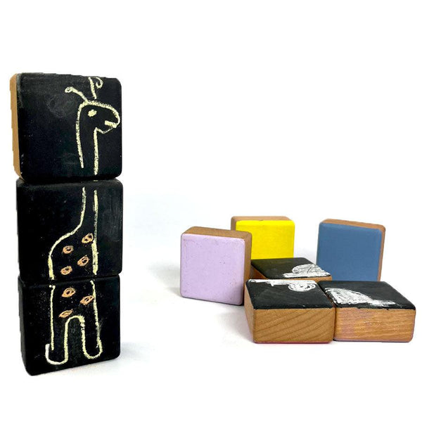 Chalk Board Block- 9 PCS of blocks, 1 Multicolor Chalk box and 1 Duster - Totdot