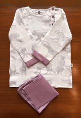 Chanderi Kurta Pyjama Set | Hand-Block Printed - Gardens of Anar (Ruby) - Totdot