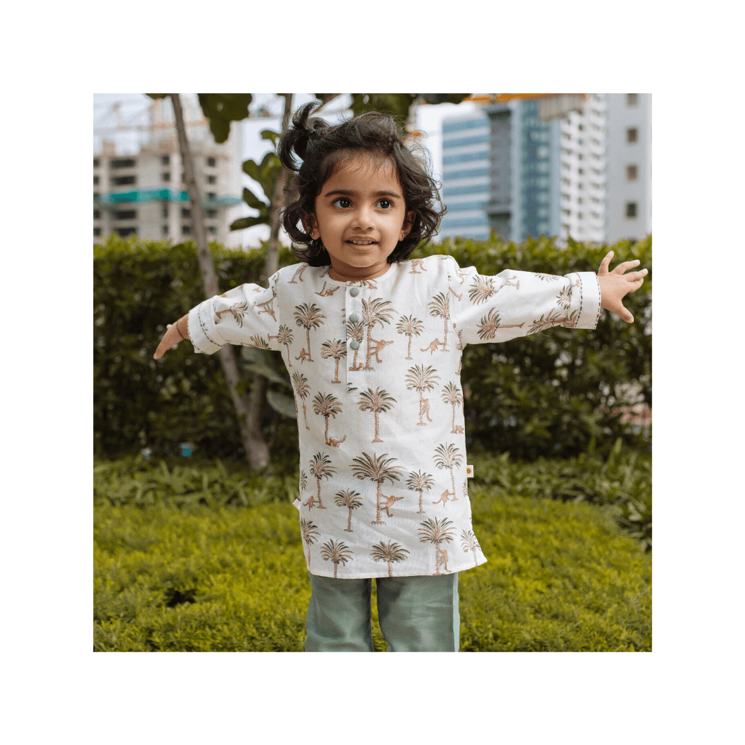 Chanderi Loungewear Set - Langoor Party - Totdot