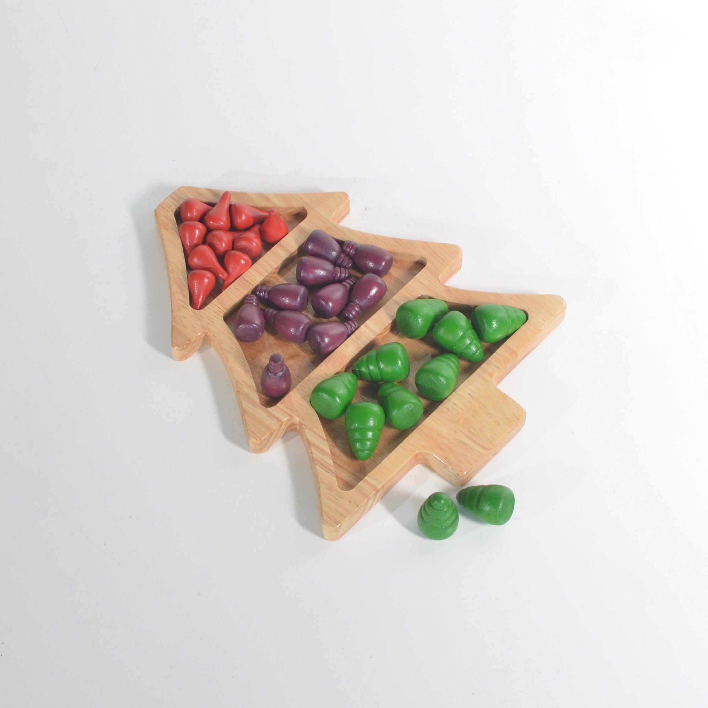 Christmas Tree Wood Sensory Tray - Totdot