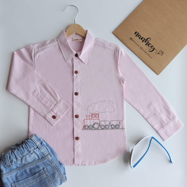 Chuk Chuk Embroidered Formal Shirt - Light Pink - Totdot