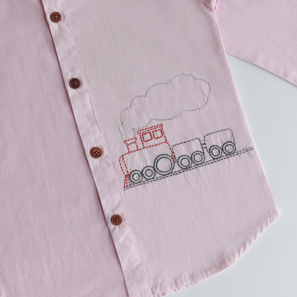 Chuk Chuk Embroidered Formal Shirt - Light Pink - Totdot