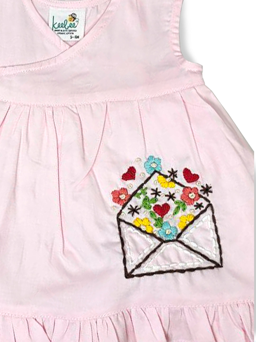 Love Letter - Organic Cotton Embroidered Girls Pink Jhabla / Dress - Totdot