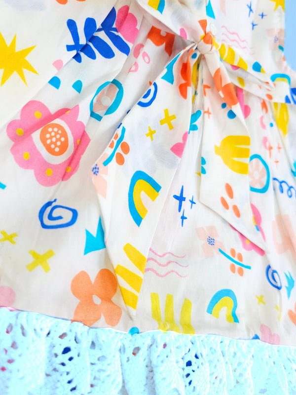 Lil Picasso - Organic Cotton Printed Baby Girl Peony Dress - Totdot