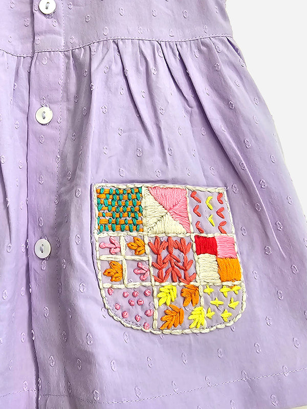 Lilac - Organic Cotton Hand Embroidered Baby Girl Dress - Totdot