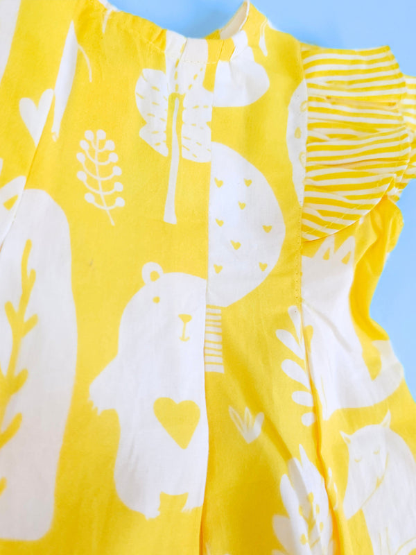 Enchanted Forest - Organic Cotton Printed Baby Girl Iris Dress - Totdot