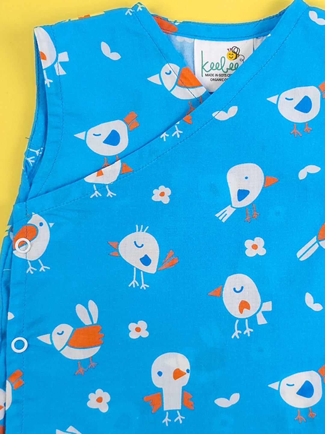 Blue Birdie - Organic Cotton Printed Baby Jabla - Totdot