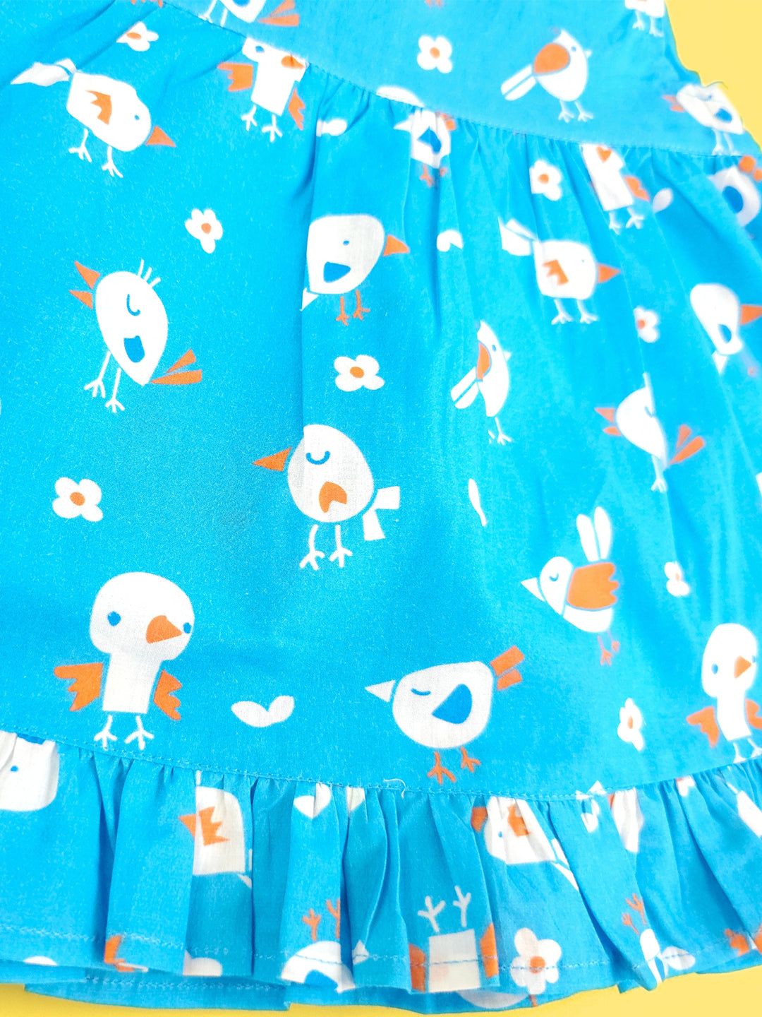 Blue Birdie - Organic Cotton Printed Girls Jabla / Dress - Totdot