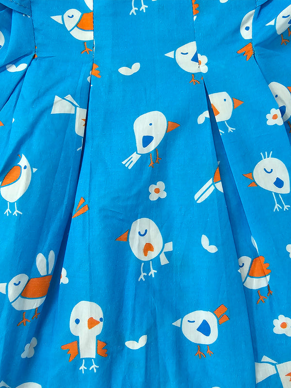 Blue Birdie - Organic Cotton Printed Baby Girl Iris Dress