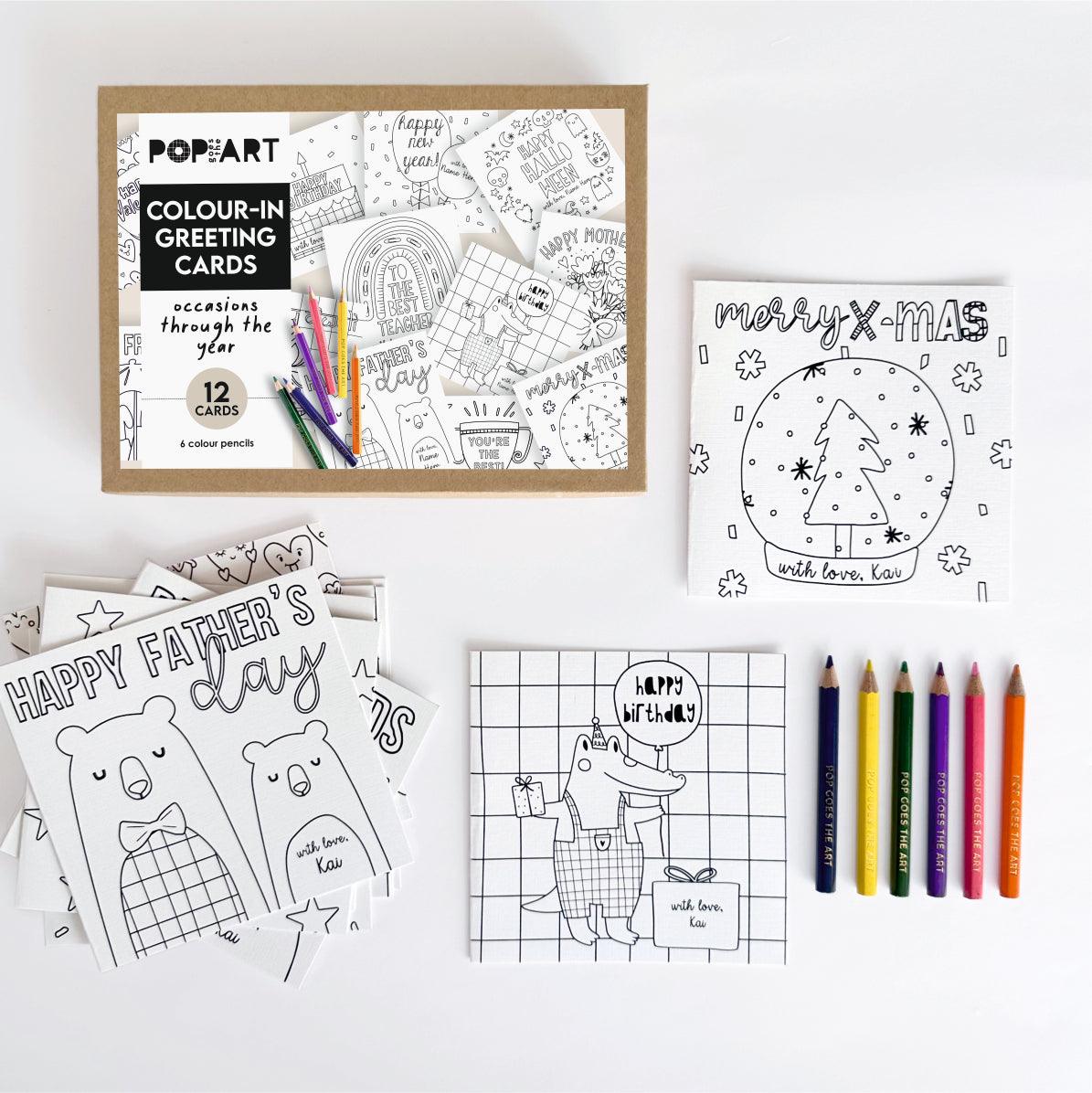 Card Greating Colours Colour-In Greeting Cards