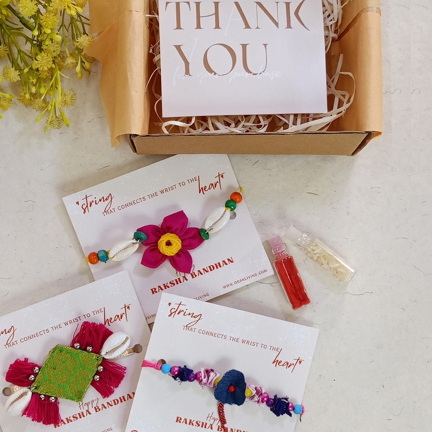 Rhombus,Denim & Daisy Fabric Rakhi