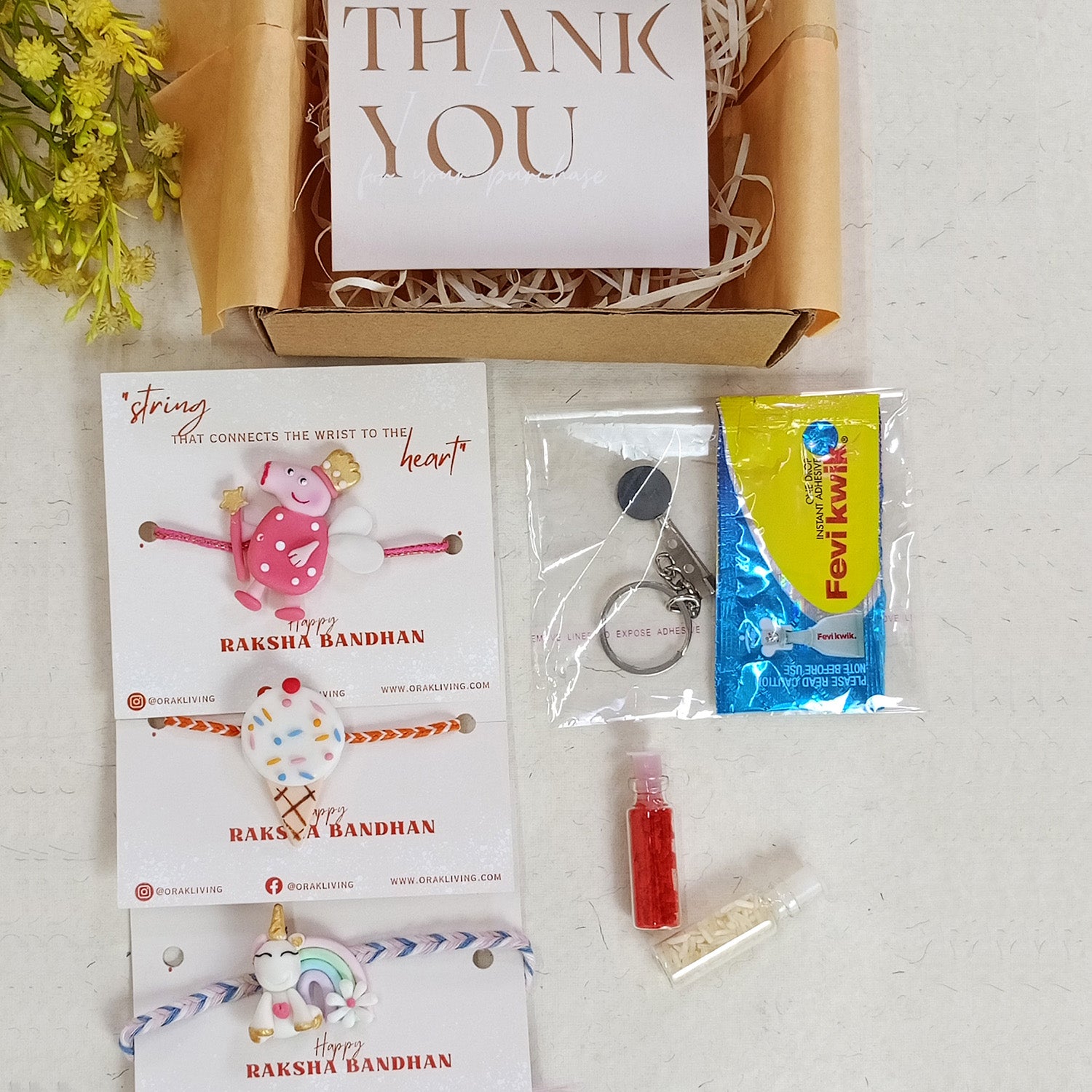Unicorn, Ice-cream & Peppa Pig Rakhi Combo