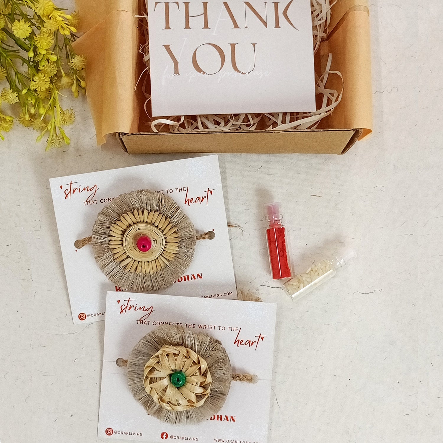 Twisted & Paddy Seed Bamboo Rakhi Combo