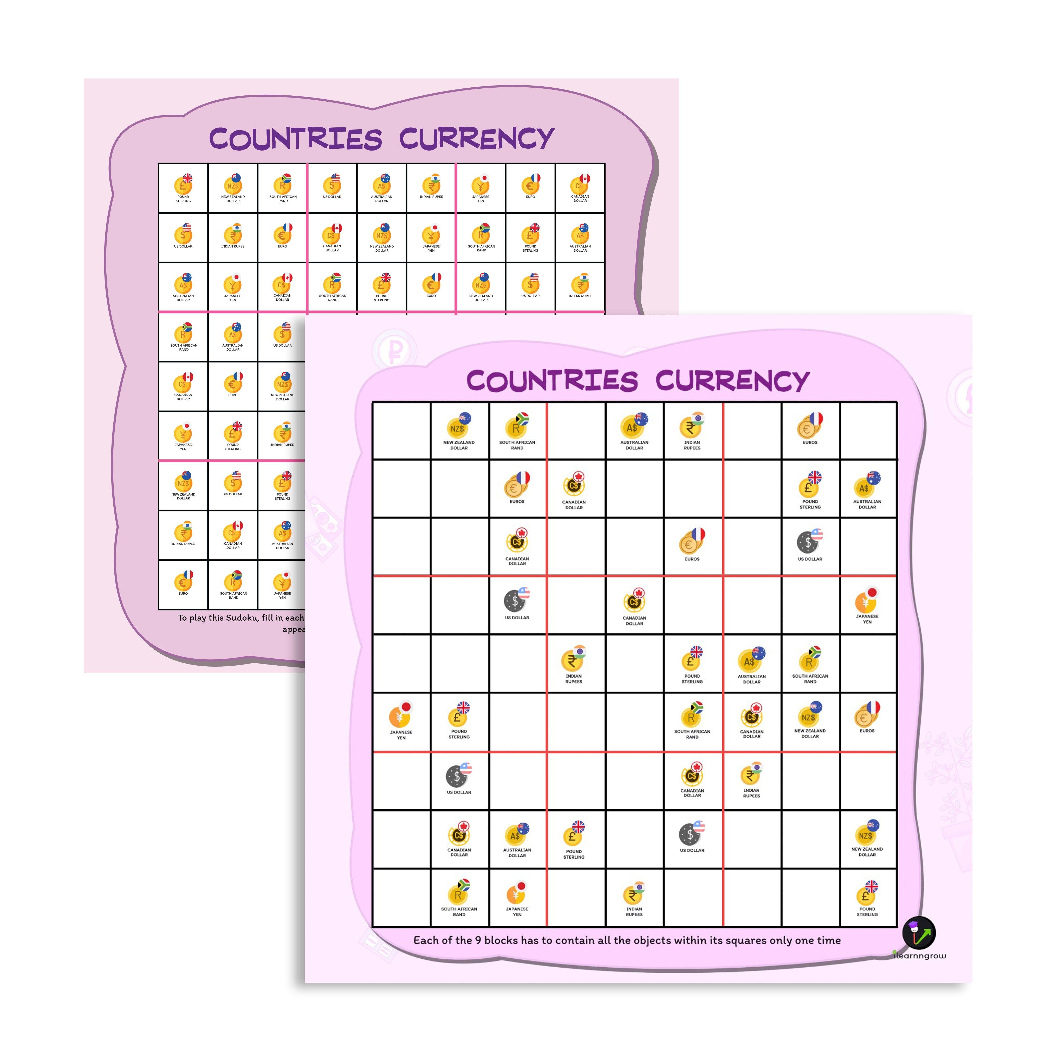 Countries Currency Sudoku - Totdot