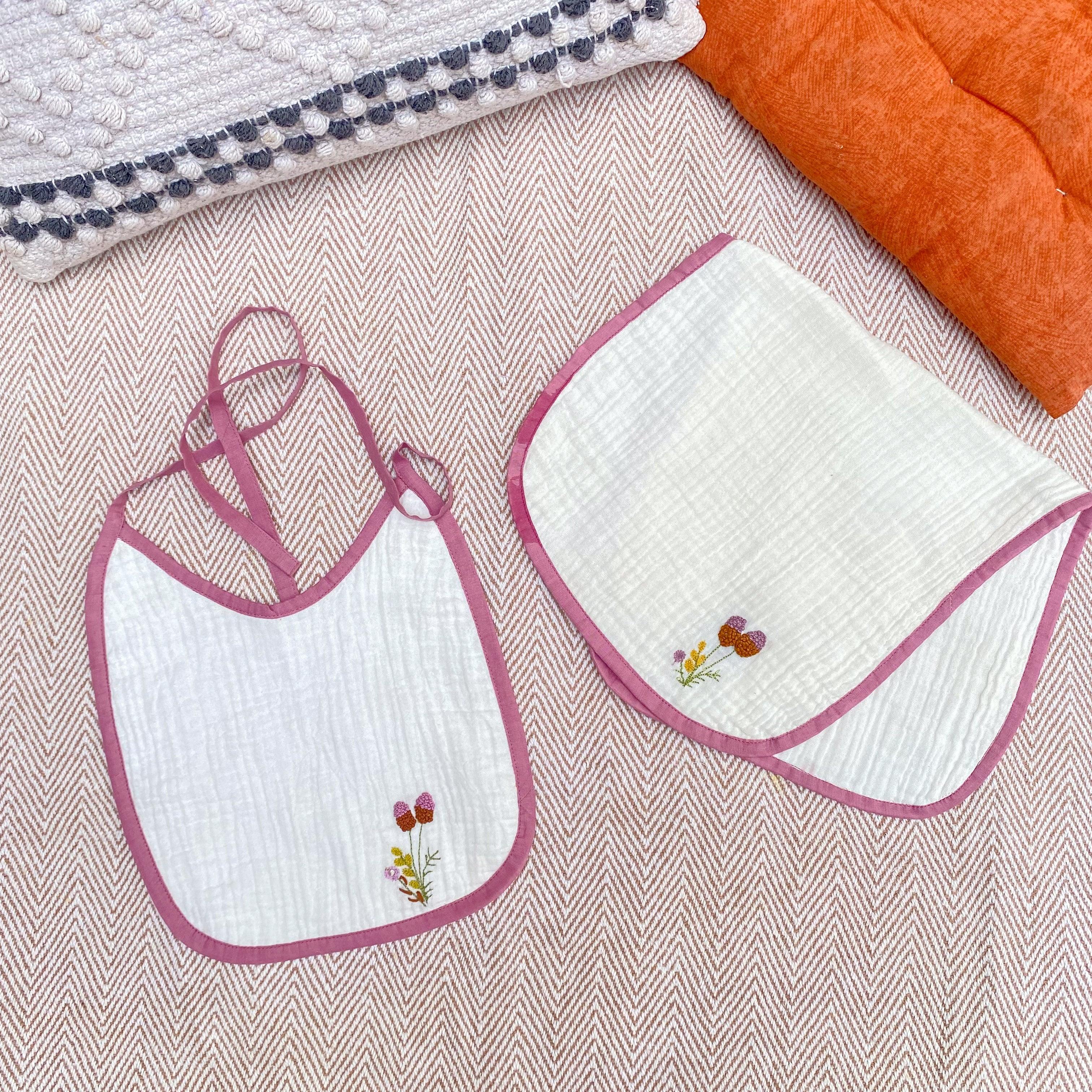 Crinkled Muslin Bib and Burp Cloth-Leaf - Totdot