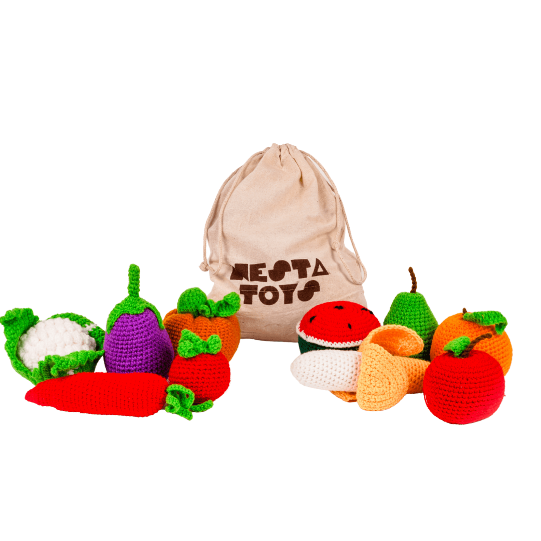 Crochet Fruits & Vegetable Toys | Play Food for Kids (10 Pcs) - Totdot