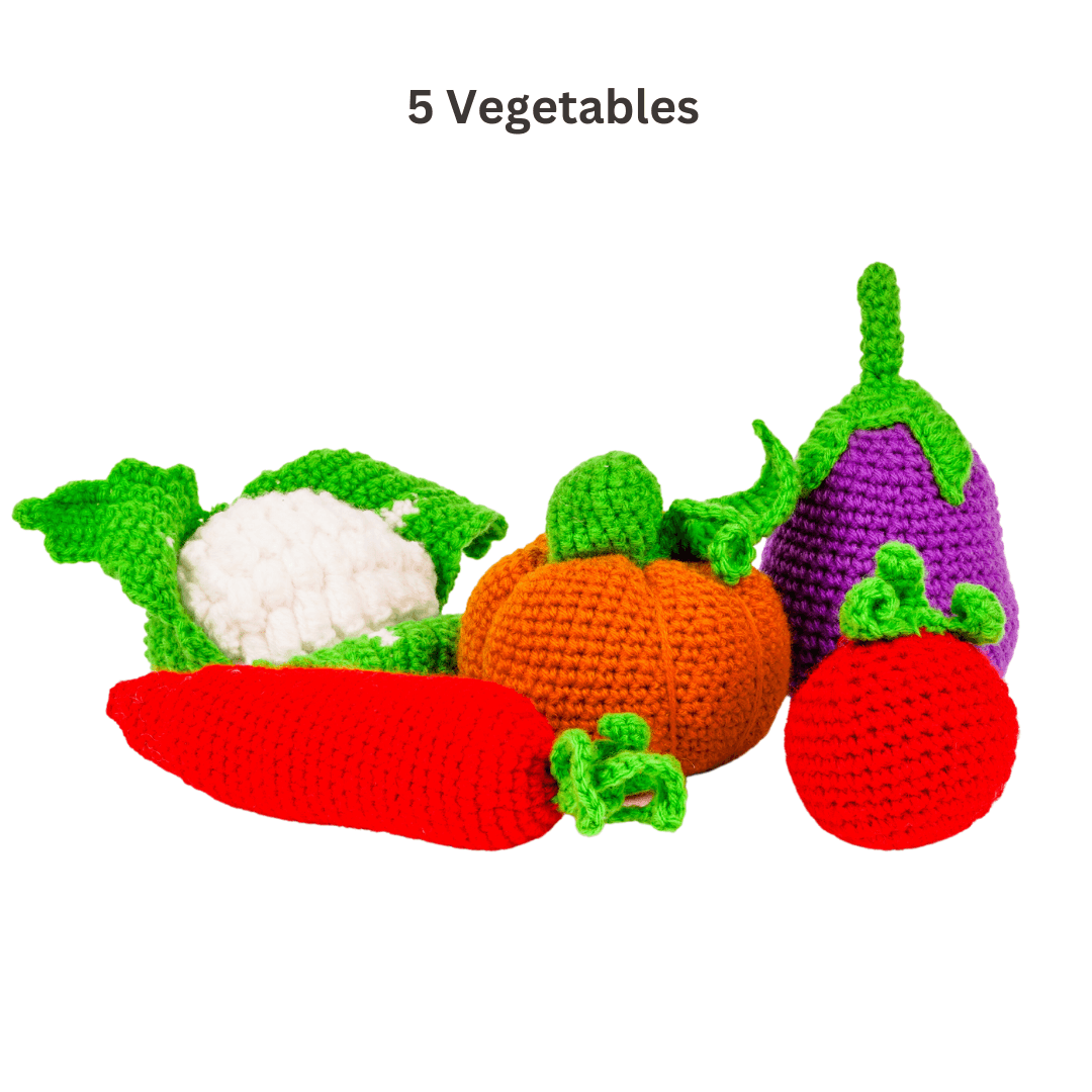 Crochet Fruits & Vegetable Toys | Play Food for Kids (10 Pcs) - Totdot