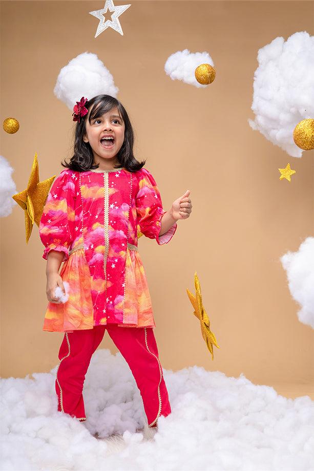 Dawn Is Invincible Pink Kurta and Dhoti Pants Set for Girls - Totdot