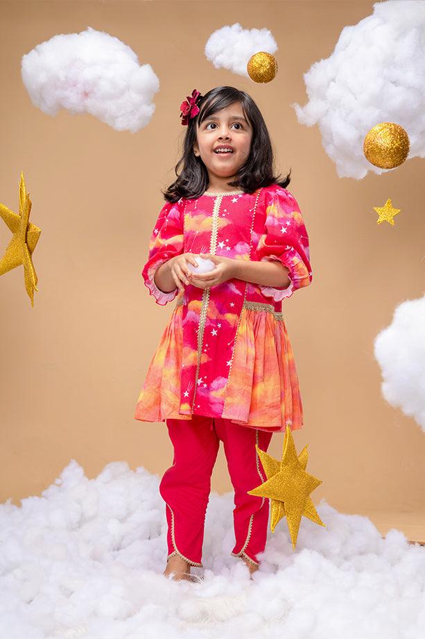 Dawn Is Invincible Pink Kurta and Dhoti Pants Set for Girls - Totdot