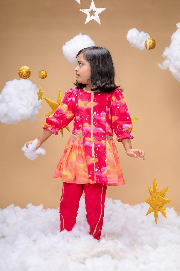 Dawn Is Invincible Pink Kurta and Dhoti Pants Set for Girls - Totdot