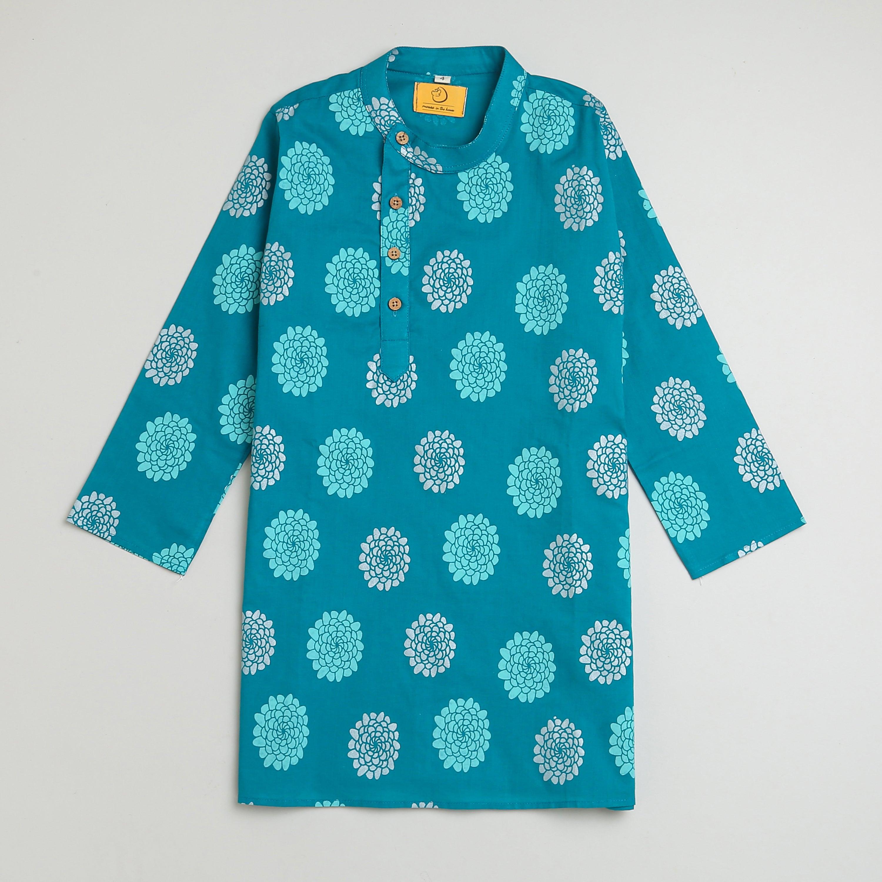 Dazzling Flower Boys Ethnic Wear- Blue - Totdot