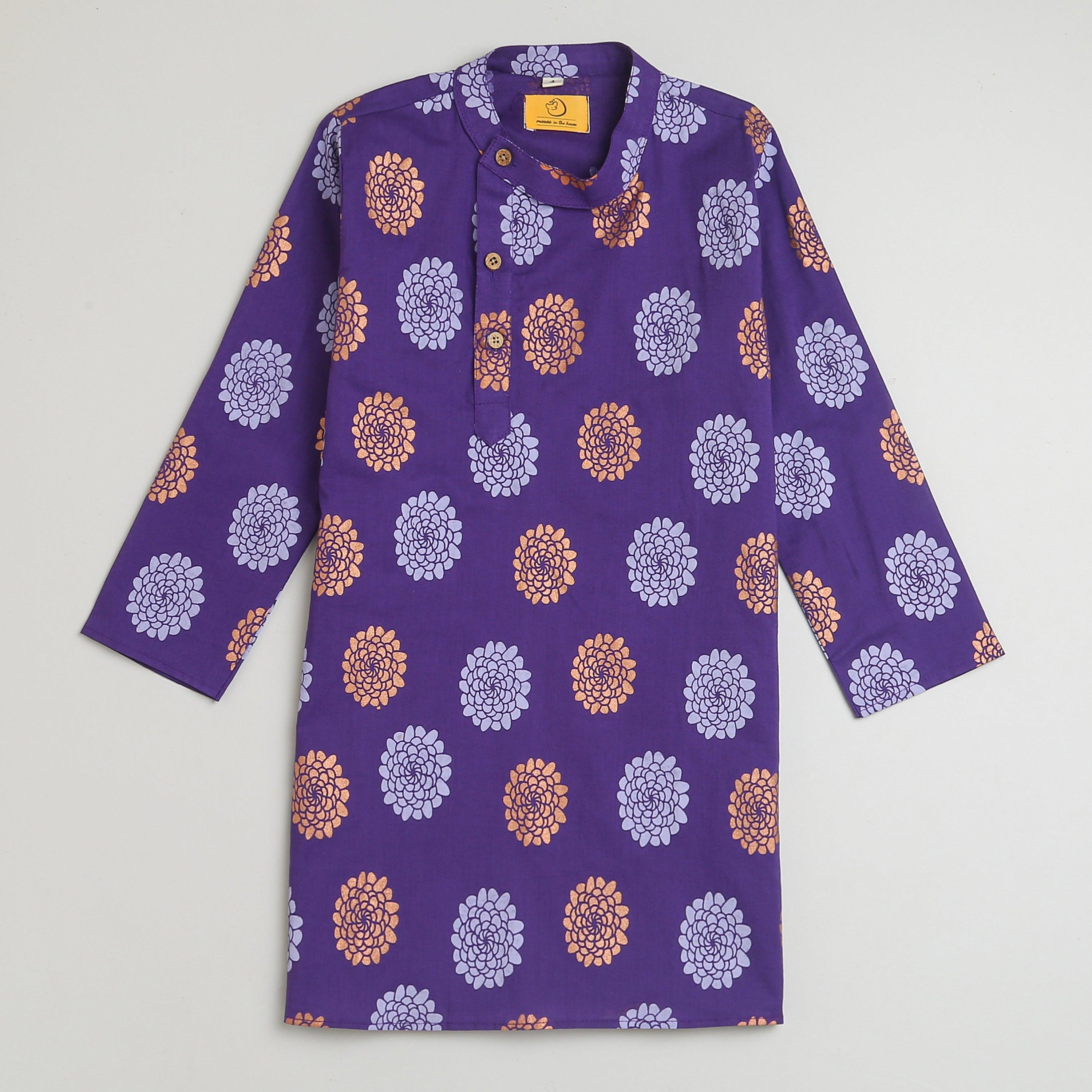 Dazzling Flower Boys Ethnic Wear- Purple - Totdot