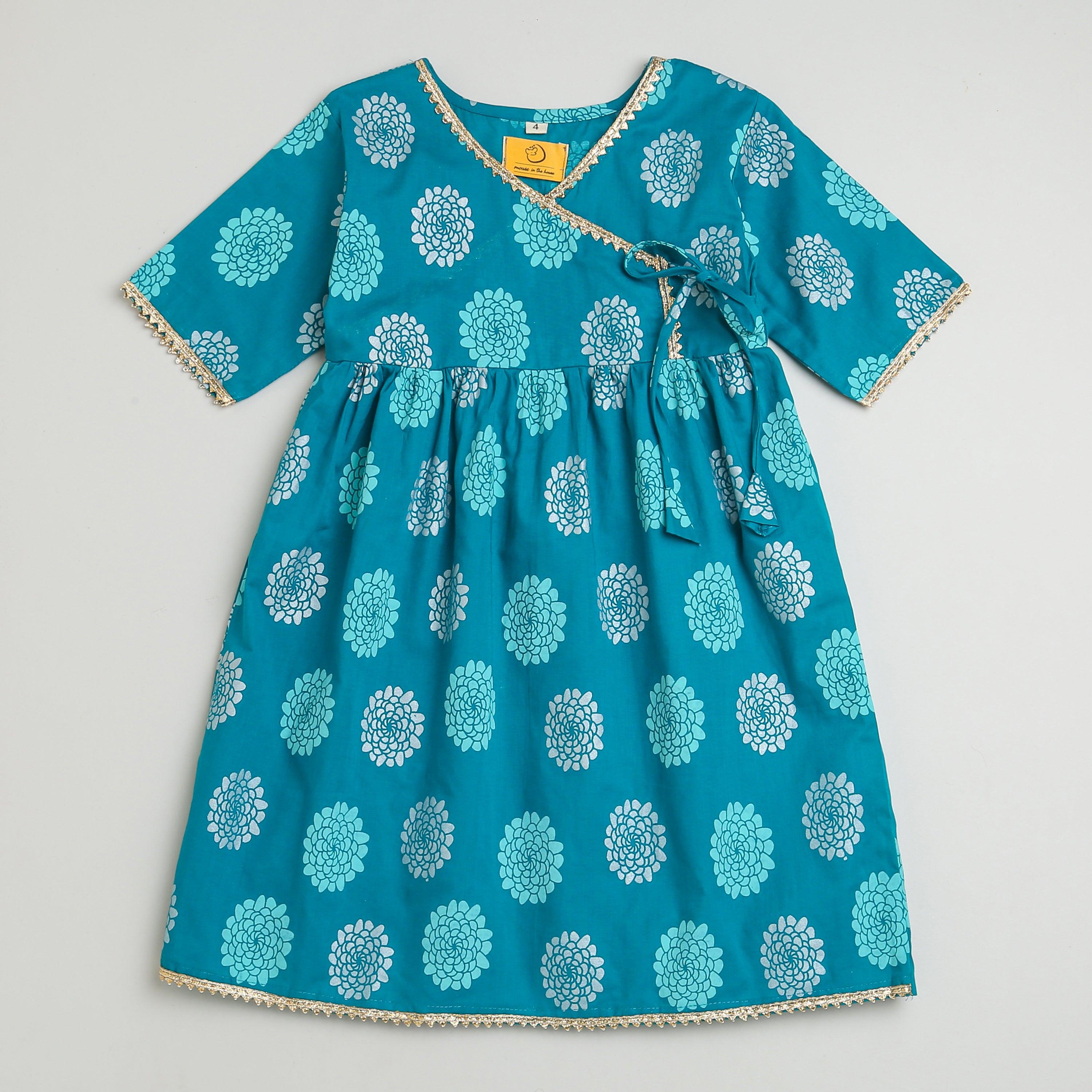 Dazzling Flower Girls Ethnic Wear- Blue - Totdot