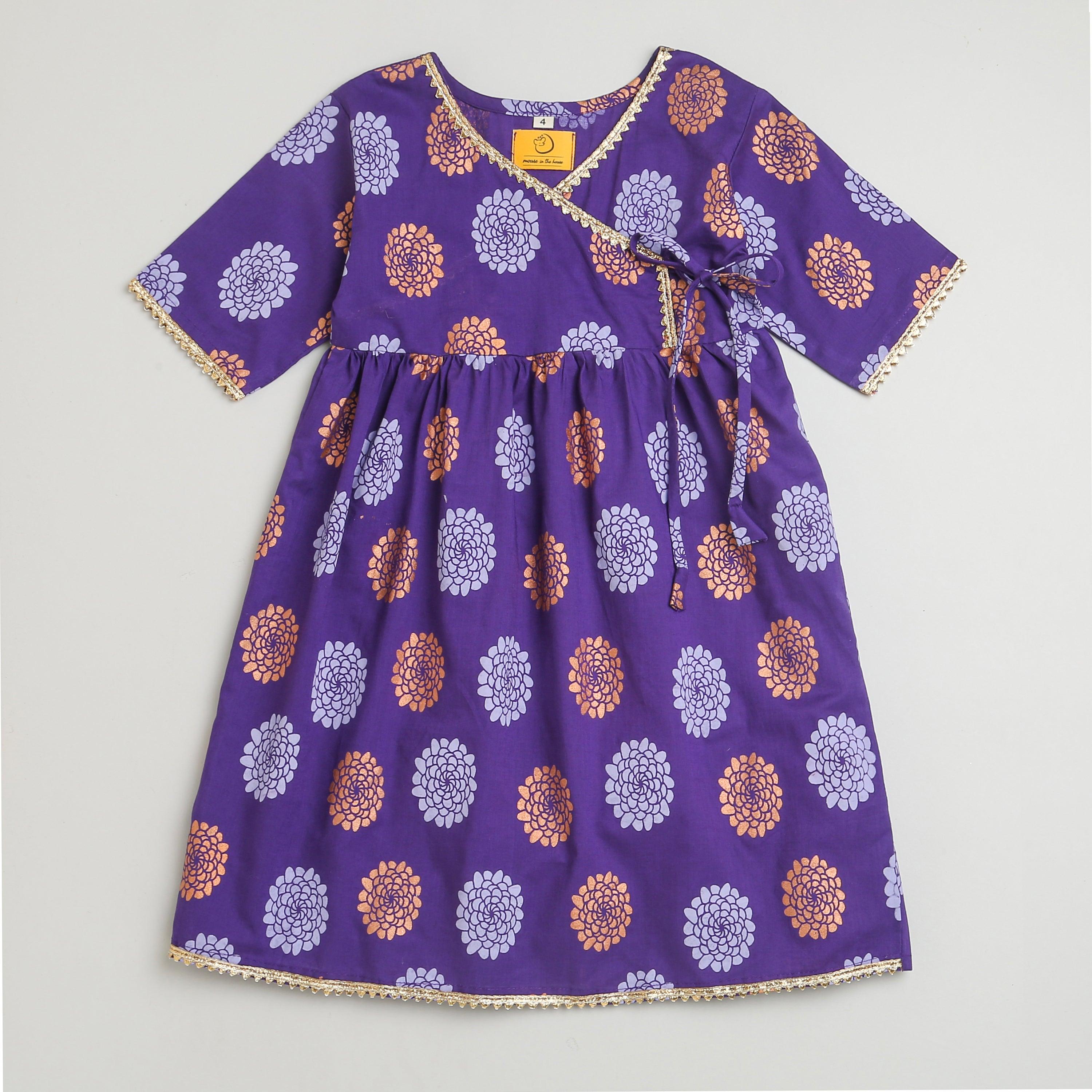 Dazzling Flower Girls Ethnic Wear- Purple - Totdot