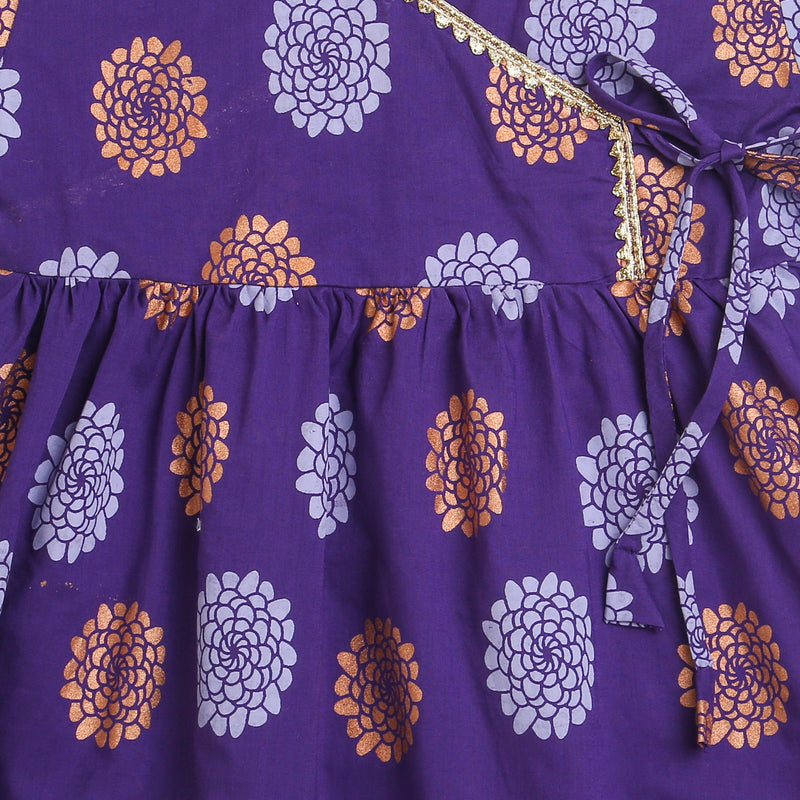 Dazzling Flower Girls Ethnic Wear- Purple - Totdot