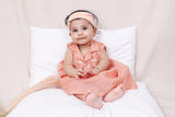 Designer Chanderi Embroidered Party Formal Dress for Infant Girls - Peach - Totdot