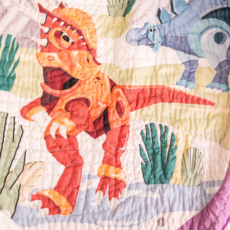 Dino Goes To School quilt - Totdot