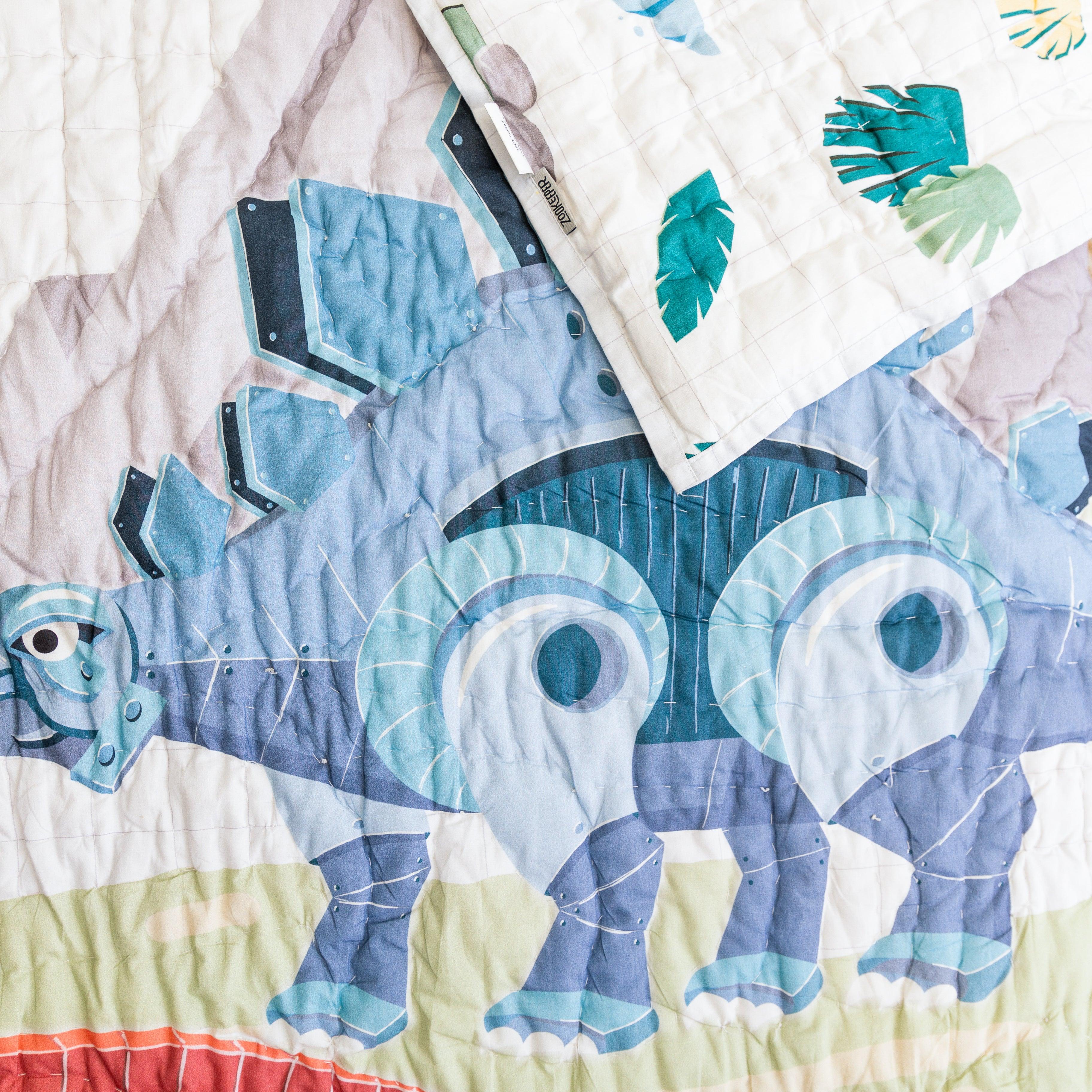 Dino Goes To School quilt - Totdot