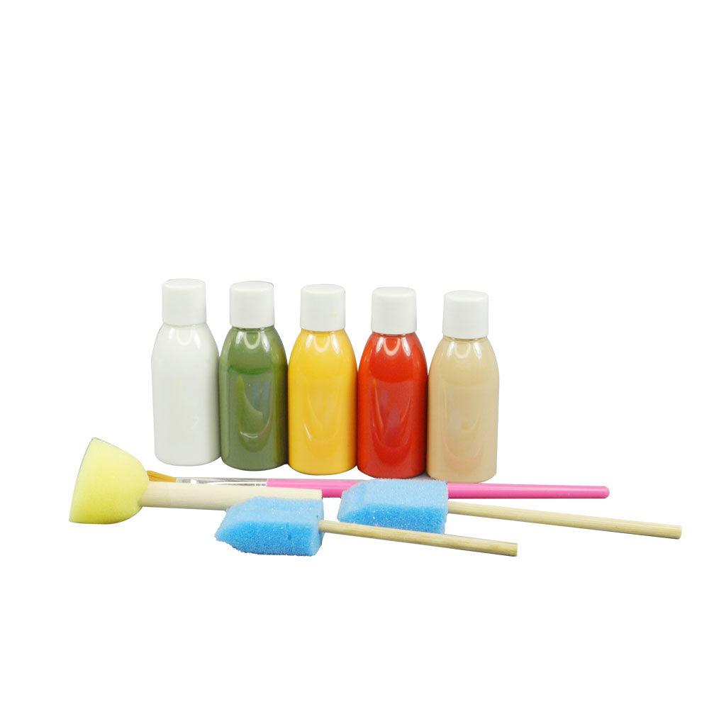 DIY Kit-Trees-4 Wooden Trees,5 Color Bottles ,2 Paint Brush, 3 Sponge Brush. - Totdot