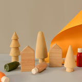 DIY village - 2 Huts, 3 Trees, 5 color bottals, 1 Paint Brush, 1 Sponge Brush, 3 Sponge with different size - Totdot