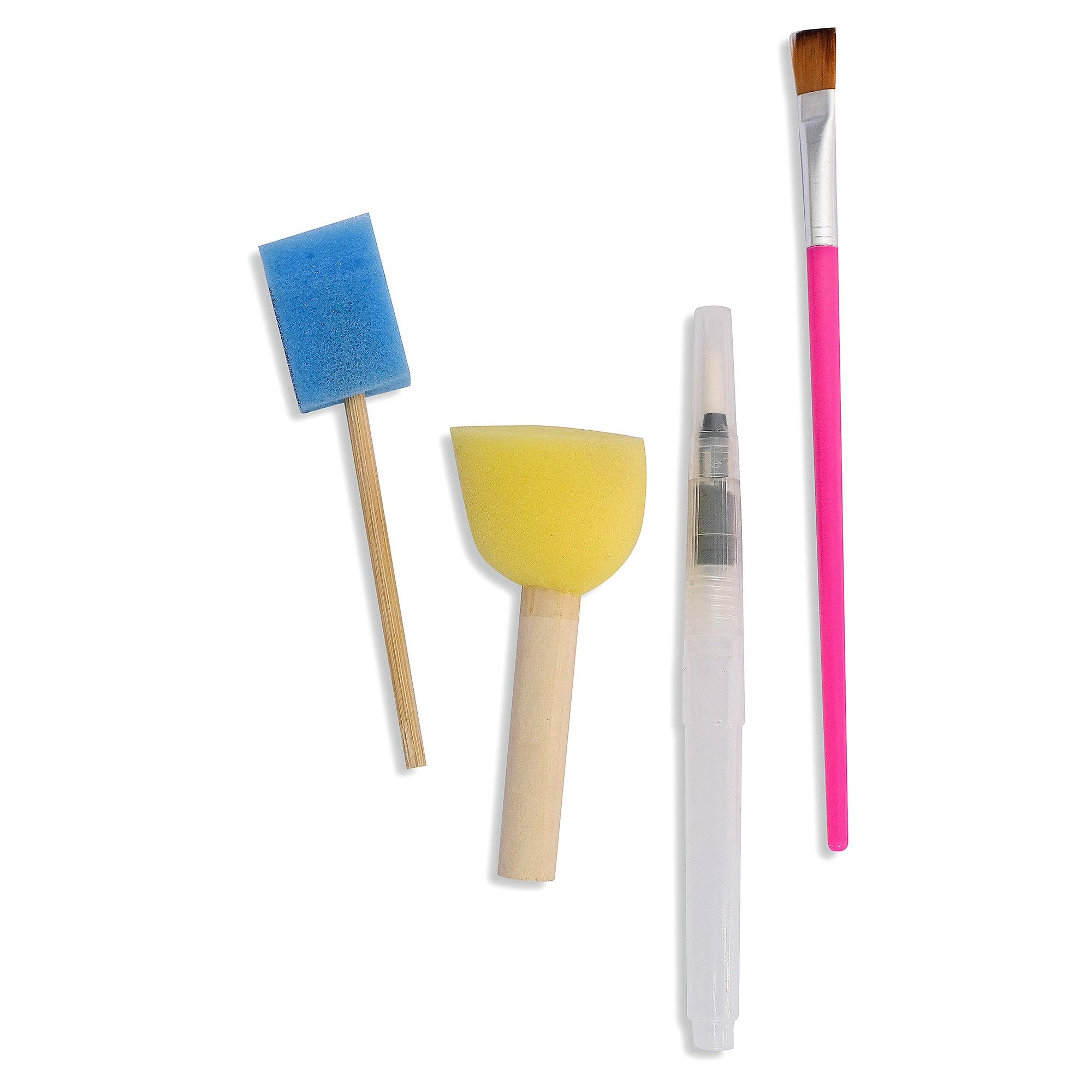 DIY village - 2 Huts, 3 Trees, 5 color bottals, 1 Paint Brush, 1 Sponge Brush, 3 Sponge with different size - Totdot
