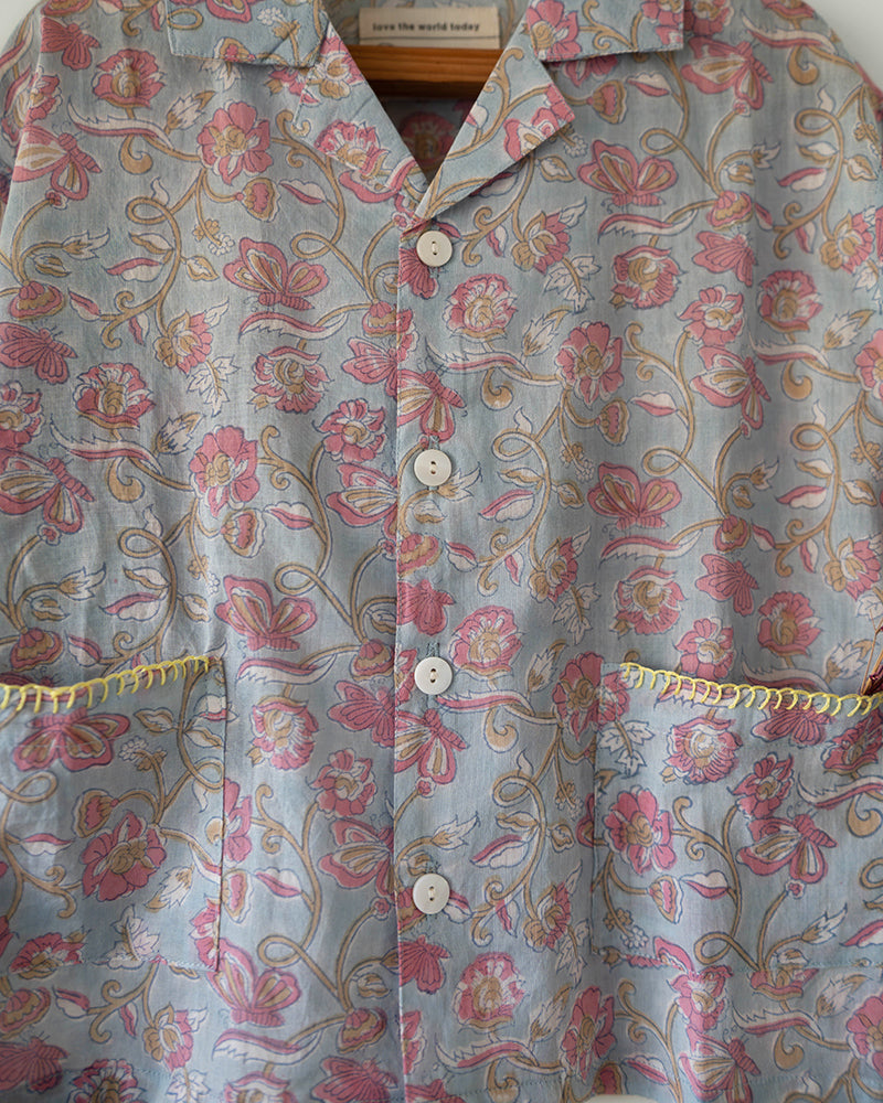 Cloud drift shirt in sky blue butterfly - Totdot