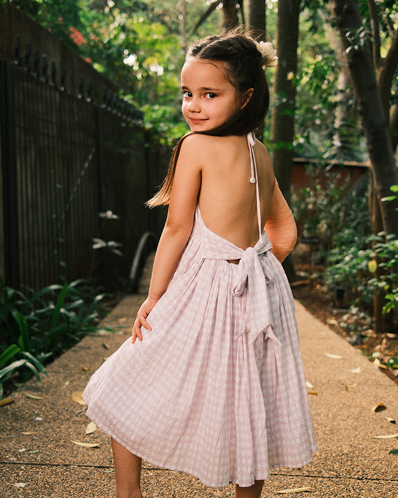 Bloom dress in lilac rhombus - Totdot