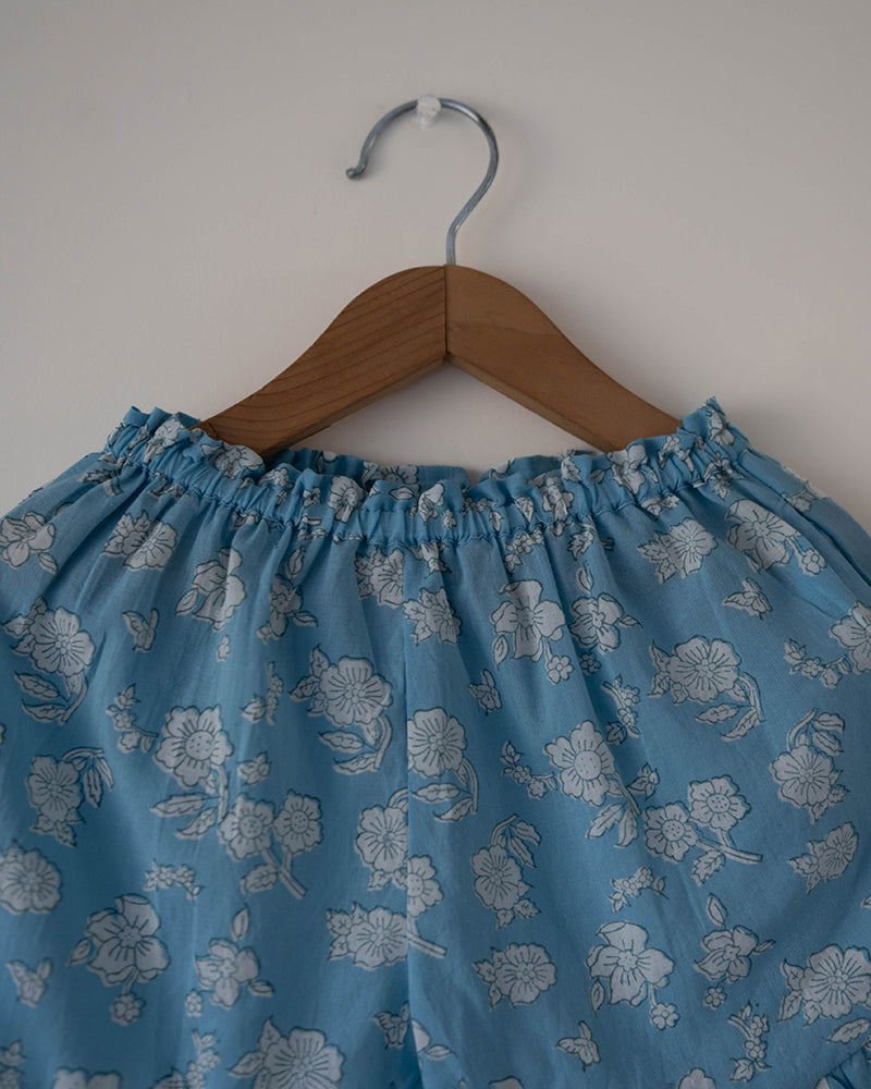 Blossom powder blue spaghetti top shorts set - Totdot